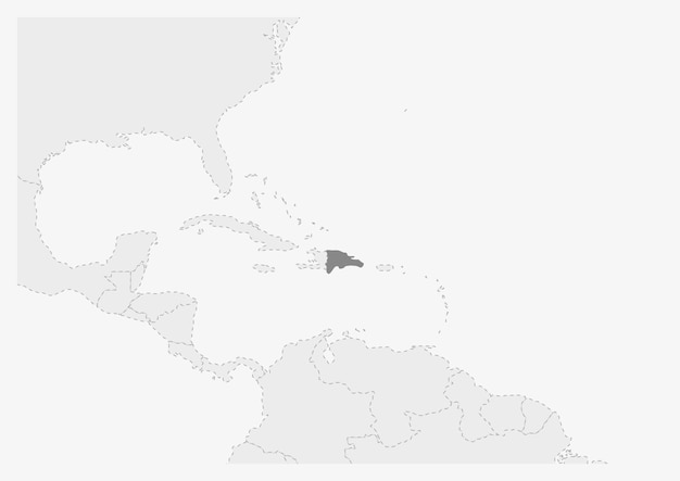 Map of America with highlighted Dominican Republic map