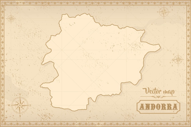 Vector map of andorra in the old style brown graphics in retro fantasy style