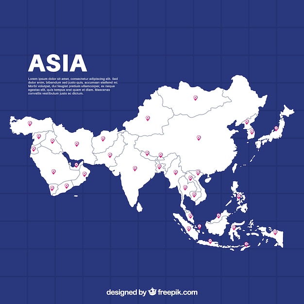 Vector map of asia in flat style