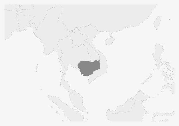 Map of Asia with highlighted Cambodia map