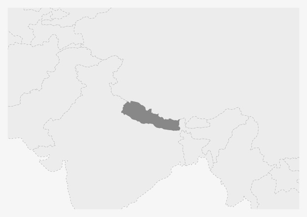 Map of Asia with highlighted Nepal map