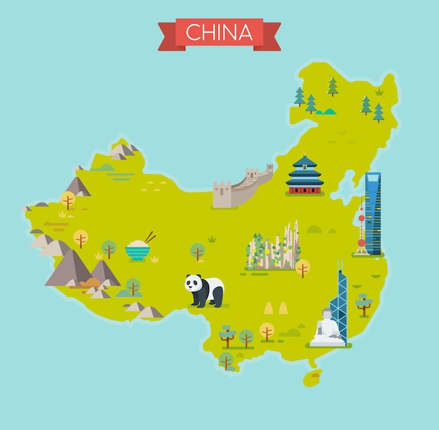 Map of China Tourist and travel landmarks