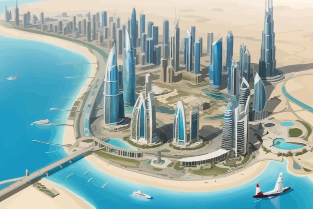 map of Dubai illustrated