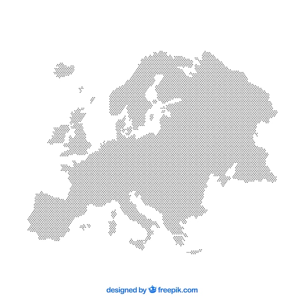 Vector map of europe with dots in flat style