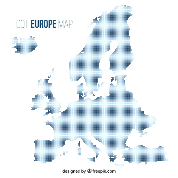 Vector map of europe with dots in flat style