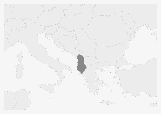 Map of Europe with highlighted Albania map