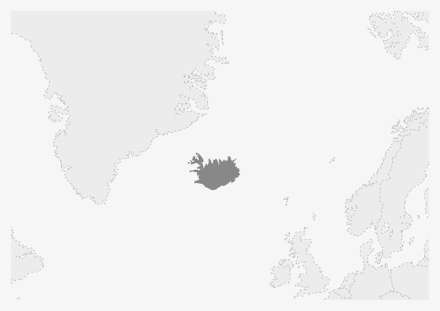 Map of Europe with highlighted Iceland map