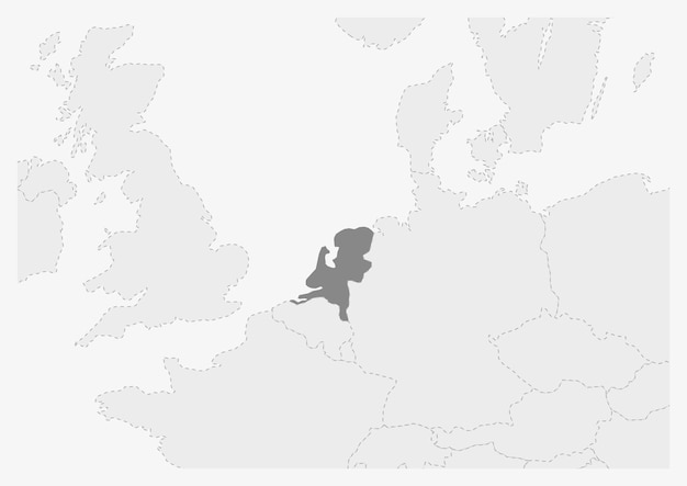 Map of Europe with highlighted Netherlands map