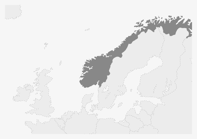 Map of Europe with highlighted Norway map