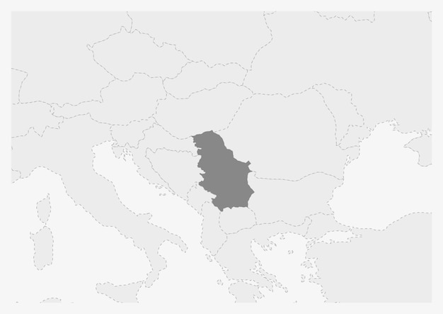 Map of Europe with highlighted Serbia map