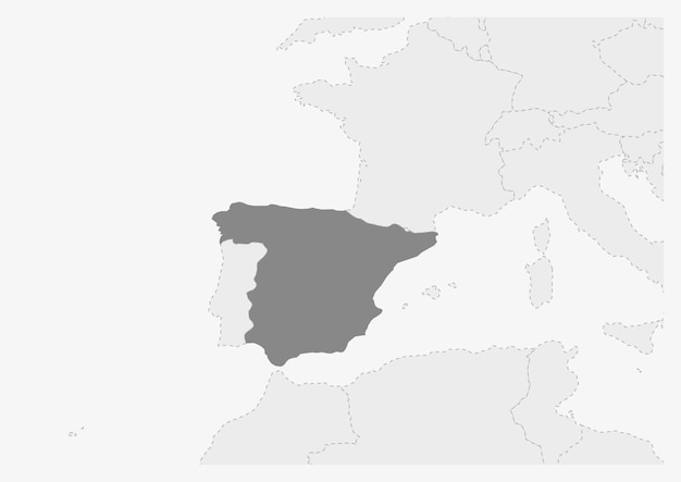 Map of Europe with highlighted Spain map