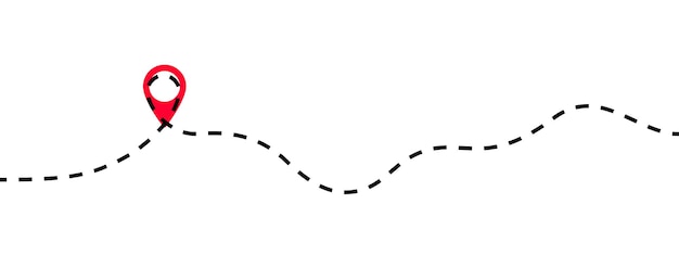 Map GPS pin and path Destination marker and road line illustration