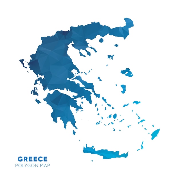 Map of Greece Blue geometric polygon map