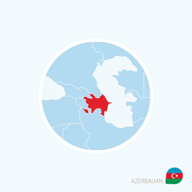 Map icon of Azerbaijan Blue map of Europe with highlighted Azerbaijan in red color