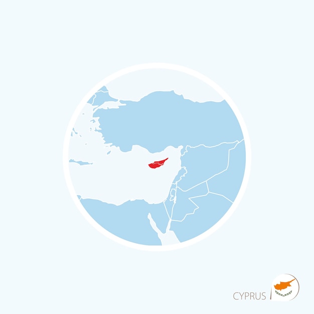 Map icon of Cyprus Blue map of Europe with highlighted Cyprus in red color