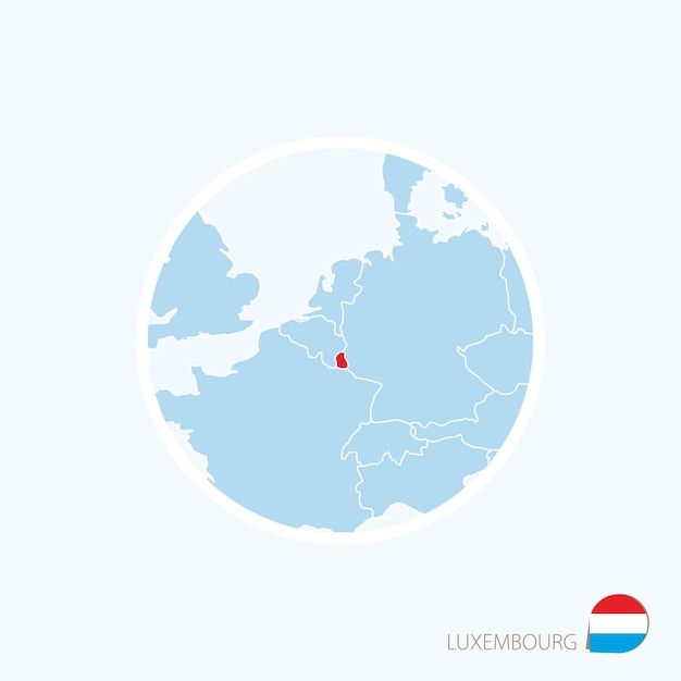 Map icon of Luxembourg Blue map of Europe with highlighted Luxembourg in red color