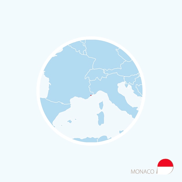 Map icon of Monaco Blue map of Europe with highlighted Monaco in red color