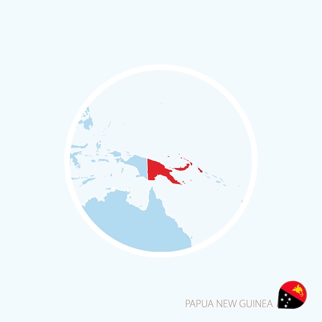 Map icon of Papua New Guinea Blue map of Oceania with highlighted Papua New Guinea in red color