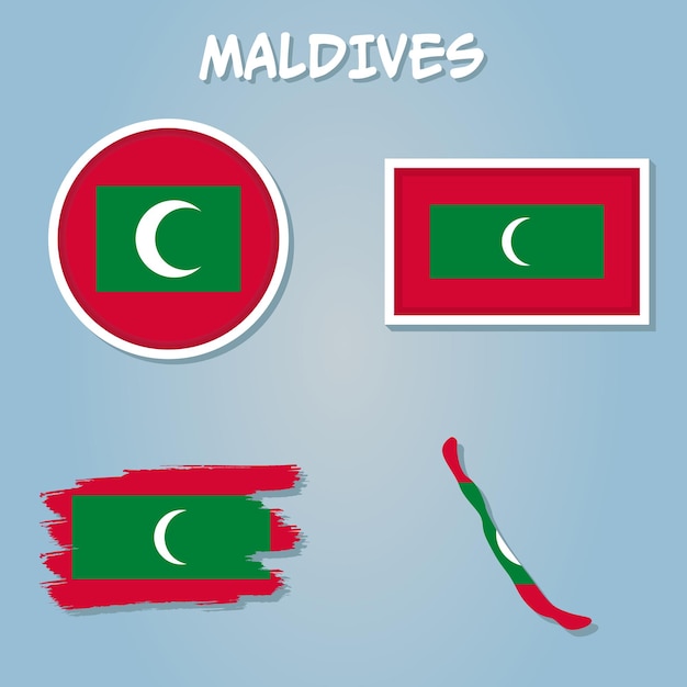 Map of Maldives with national flag icon vector symbol