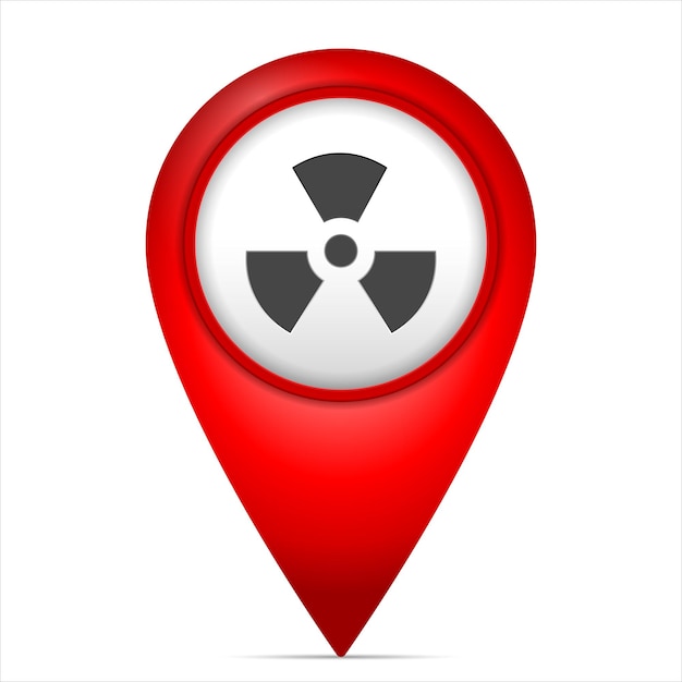 Map marker with radiation symbol