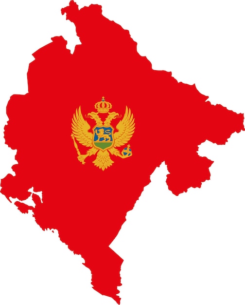 Map Montenegro with flag europe