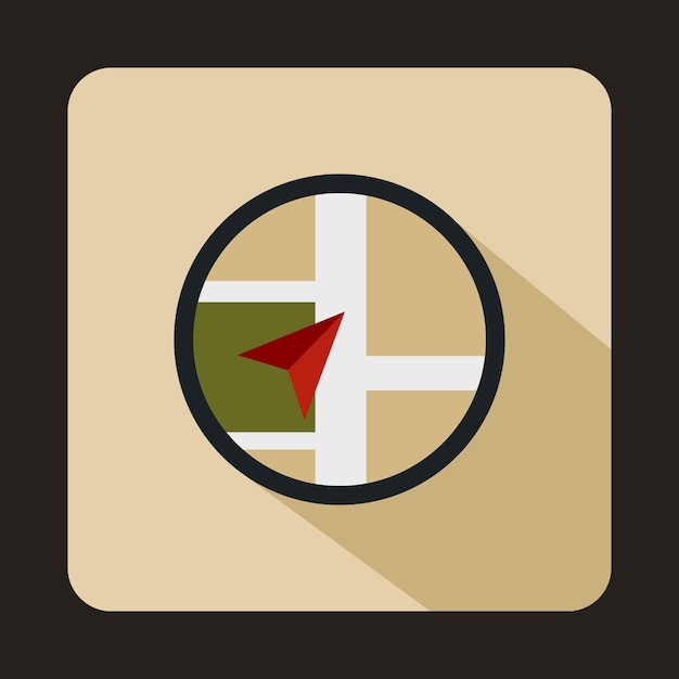 Map navigation icon in flat style on a beige background