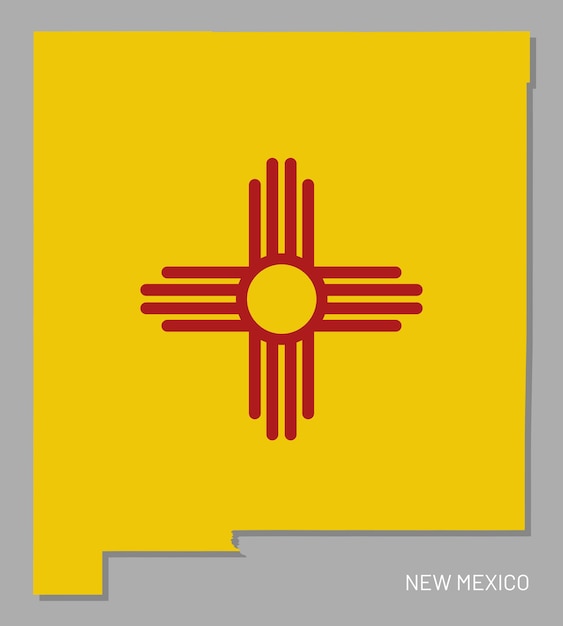 Map of new mexico usa federal state with flag inside