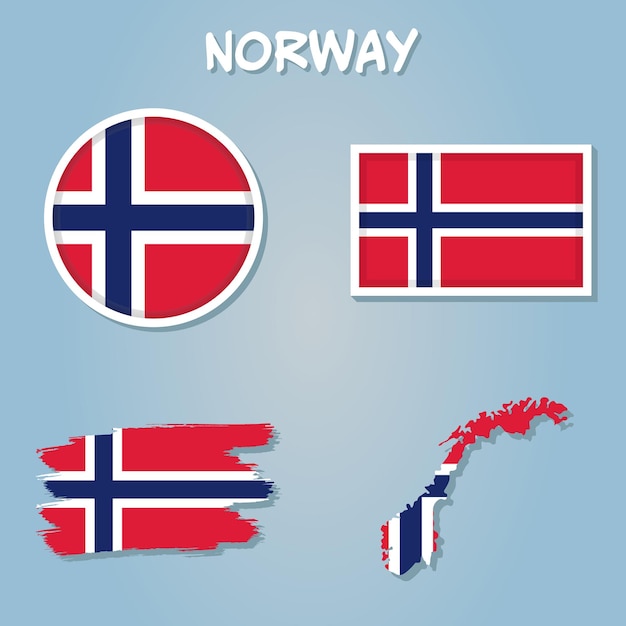 Map of Norway filled with flag of the state