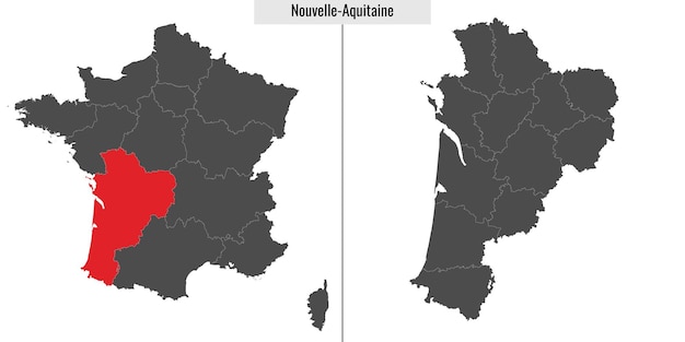 Map of NouvelleAquitaine region of France