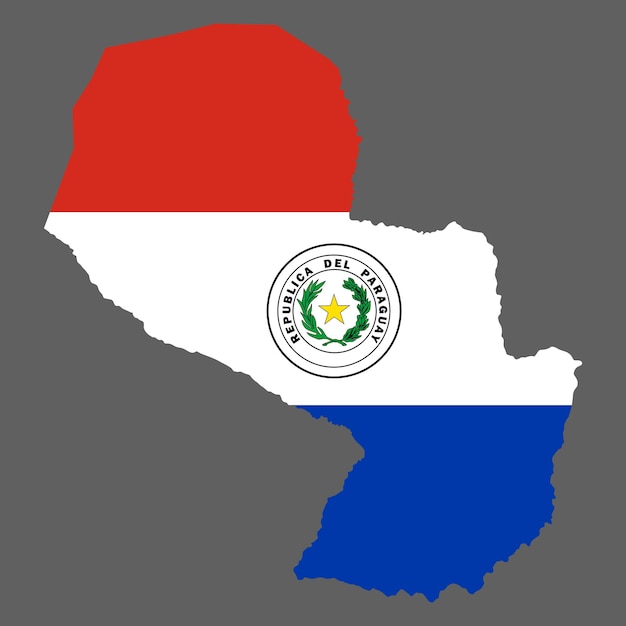 Map Paraguay with flag north America cartography