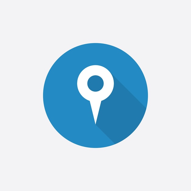 Map pin Flat Blue Simple Icon with long shadowxA