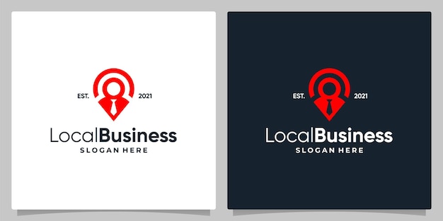 Map pin location symbol with logo a leader and business card design.