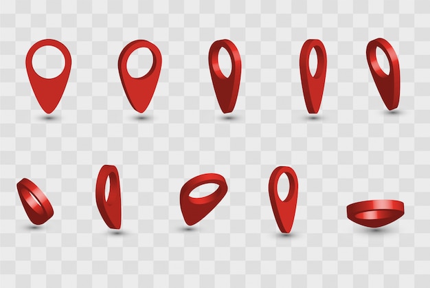 Vector map pointer. pointer red pin marker for travel location. set of vector location icons on transparent background. vector illustration.