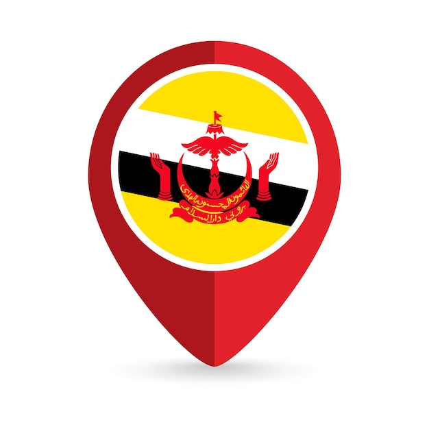 Map pointer with contry Brunei Brunei flag Vector illustration