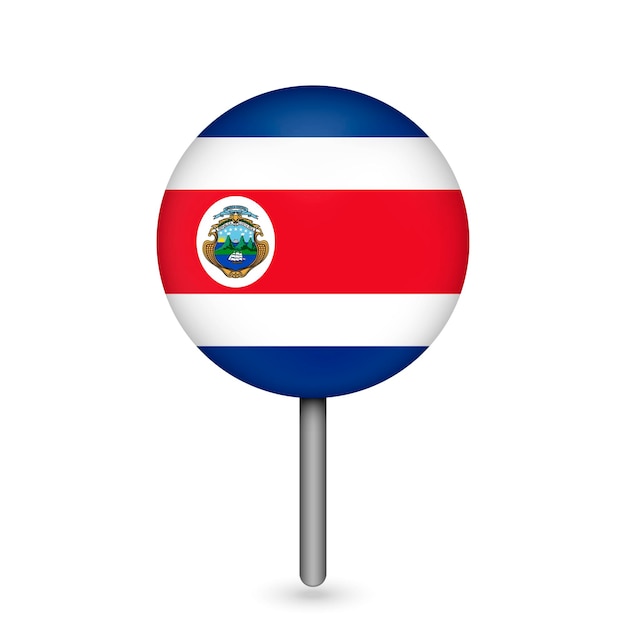 Map pointer with contry Costa Rica Costa Rica flag Vector illustration