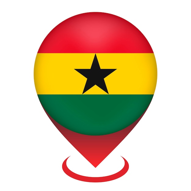 Vector map pointer with contry ghana ghana flag vector illustration