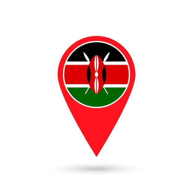 Vector map pointer with contry kenya kenya flag vector illustration