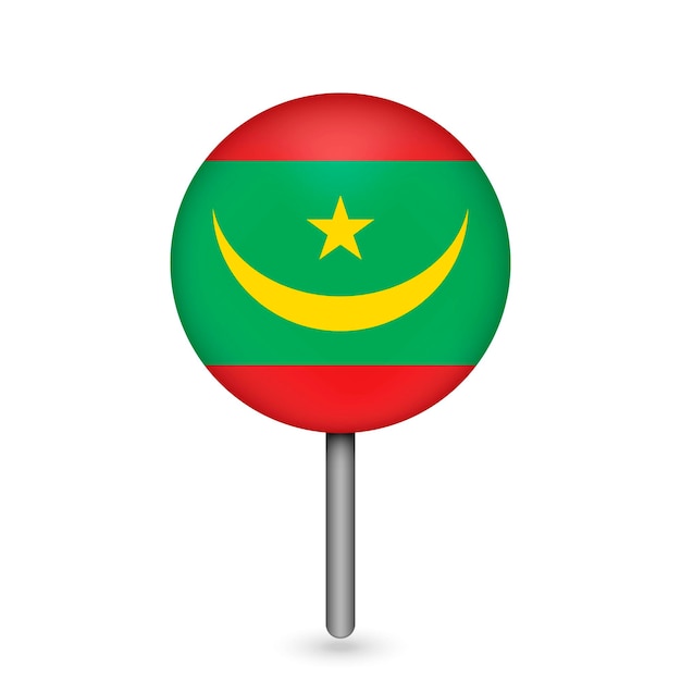 Map pointer with contry Mauritania Mauritania flag Vector illustration