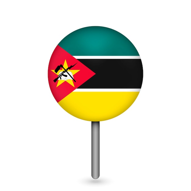 Map pointer with contry Mozambique Mozambique flag Vector illustration