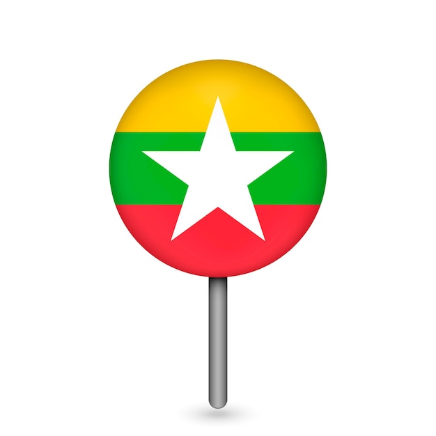 Map pointer with contry Myanmar Myanmar flag Vector illustration