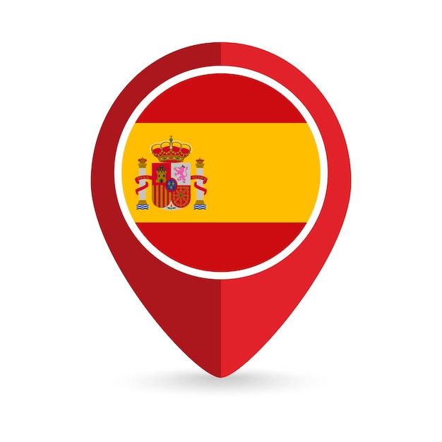 Map pointer with contry Spain Spain flag Vector illustration