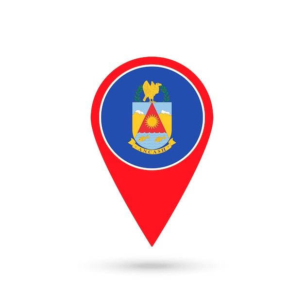 Map pointer with Department of Ancash Flag Peru Vector Illustration