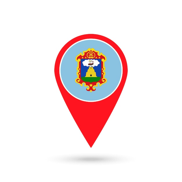 Map pointer with Department of Ayacucho Flag Peru Vector Illustration