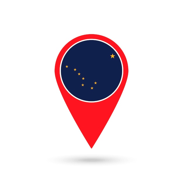 Map pointer with flag of Alaska Vector illustration