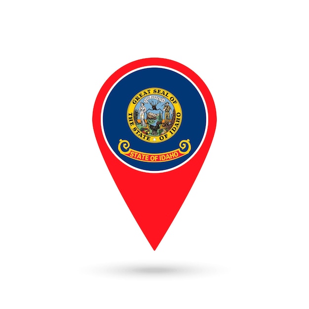 Map pointer with flag of Idaho Vector illustration