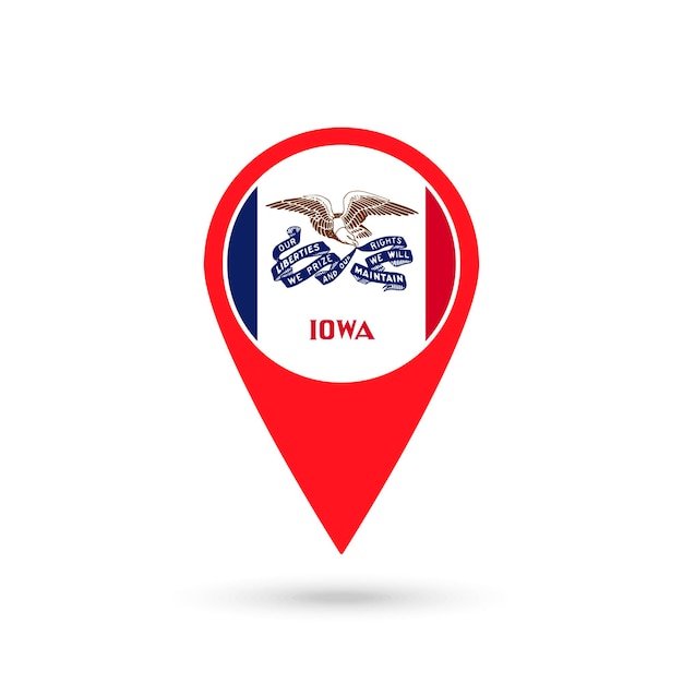 Map pointer with flag of Iowa Vector illustration