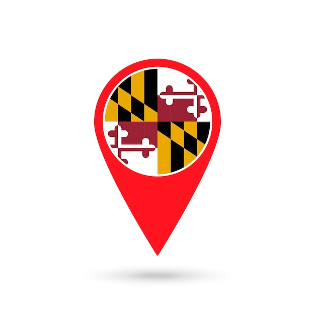 Map pointer with flag of Maryland Vector illustration