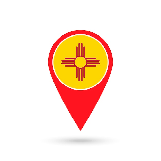 Map pointer with flag of New Mexico Vector illustration