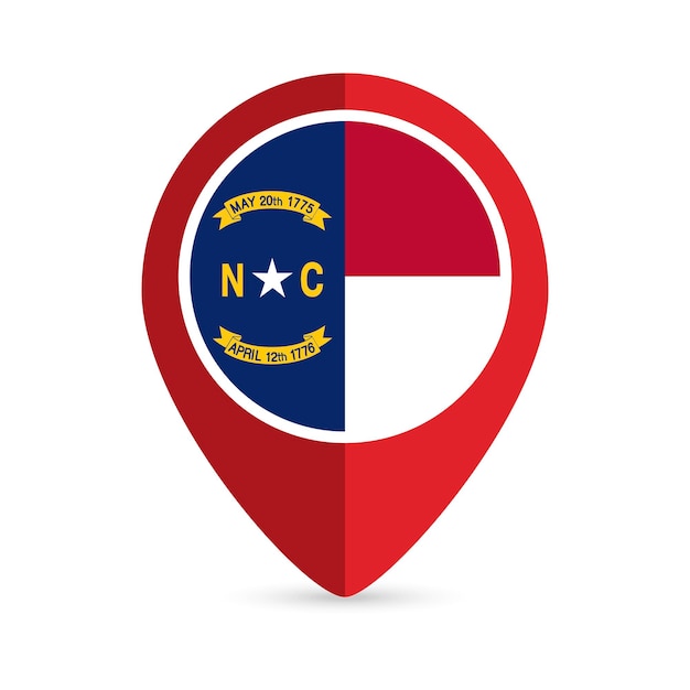 Map pointer with flag North Carolina state Vector illustration