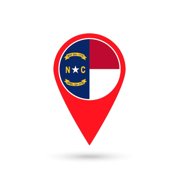 Map pointer with flag of North Carolina Vector illustration